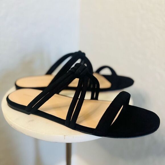 Stuart Weitzman Twist Knot‎ Leather Slide Sandal, Designer Size 8, Black, NWT - Picture 13 of 16